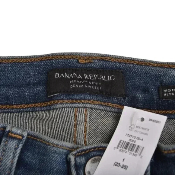 NWT Banana Republic High-Rise Skinny Jeans Womens Size 1 (23-25) Blue Denim - Picture 7 of 12